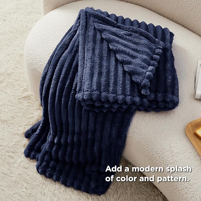 Bedsure GentleSoft Blue Fleece Blanket for Couch - Cozy Soft Blankets for Women, Cute Small Throws for Girls, 60x80 Inches