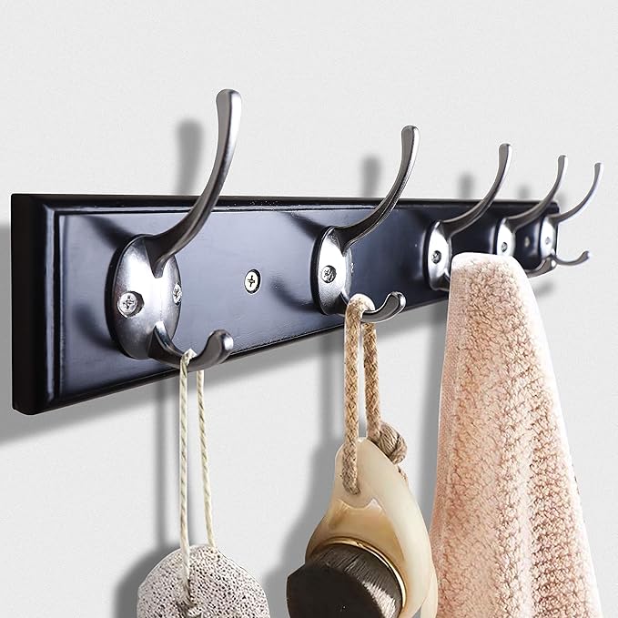 IBosins 12 Pack Silver Coat Hooks Wall Mounted with 24 Screws Retro Double Hooks Utility Silver Hooks for Coat, Scarf, Bag, Towel, Key, Cap, Cup, Hat