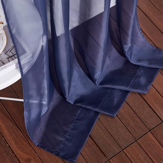NICETOWN Dark Blue Sheer Curtains for Bedroom, Grommet Light Filtering Soft & Airy Elegant Window Treatment Lightweight for Living Room/Farmhouse, W54 x L90, 2 Panels