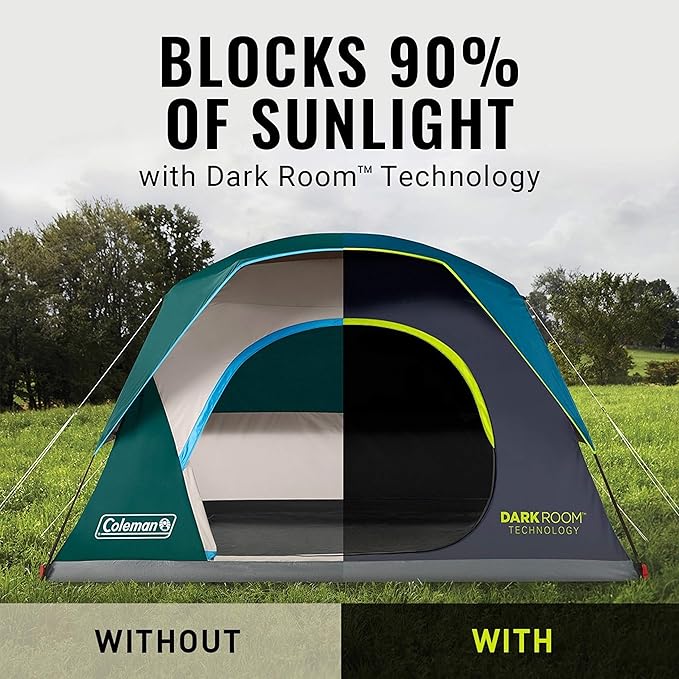 Coleman 4-Person Dark Room Skydome Camping Tent, Blue