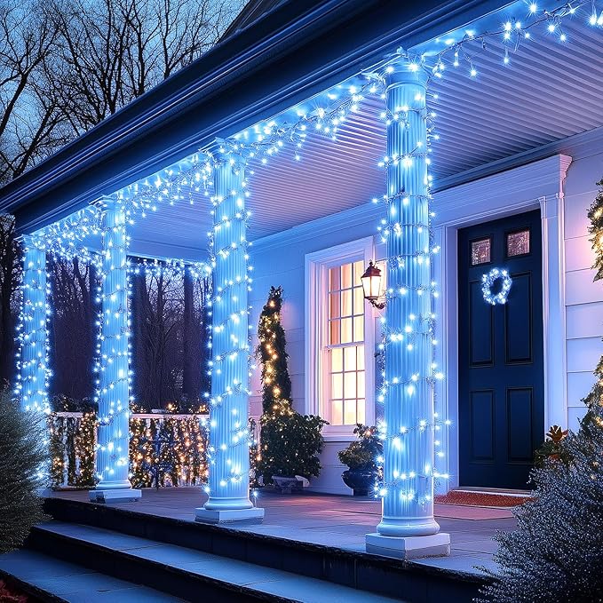 Fairy Lights Battery Operated, 10 FT 120LED Twinkle Firecracker String Lights with 8 Modes & Timer, Waterproof Cluster for DIY Outdoor Wreath Wedding Christmas Decoration, Pure White