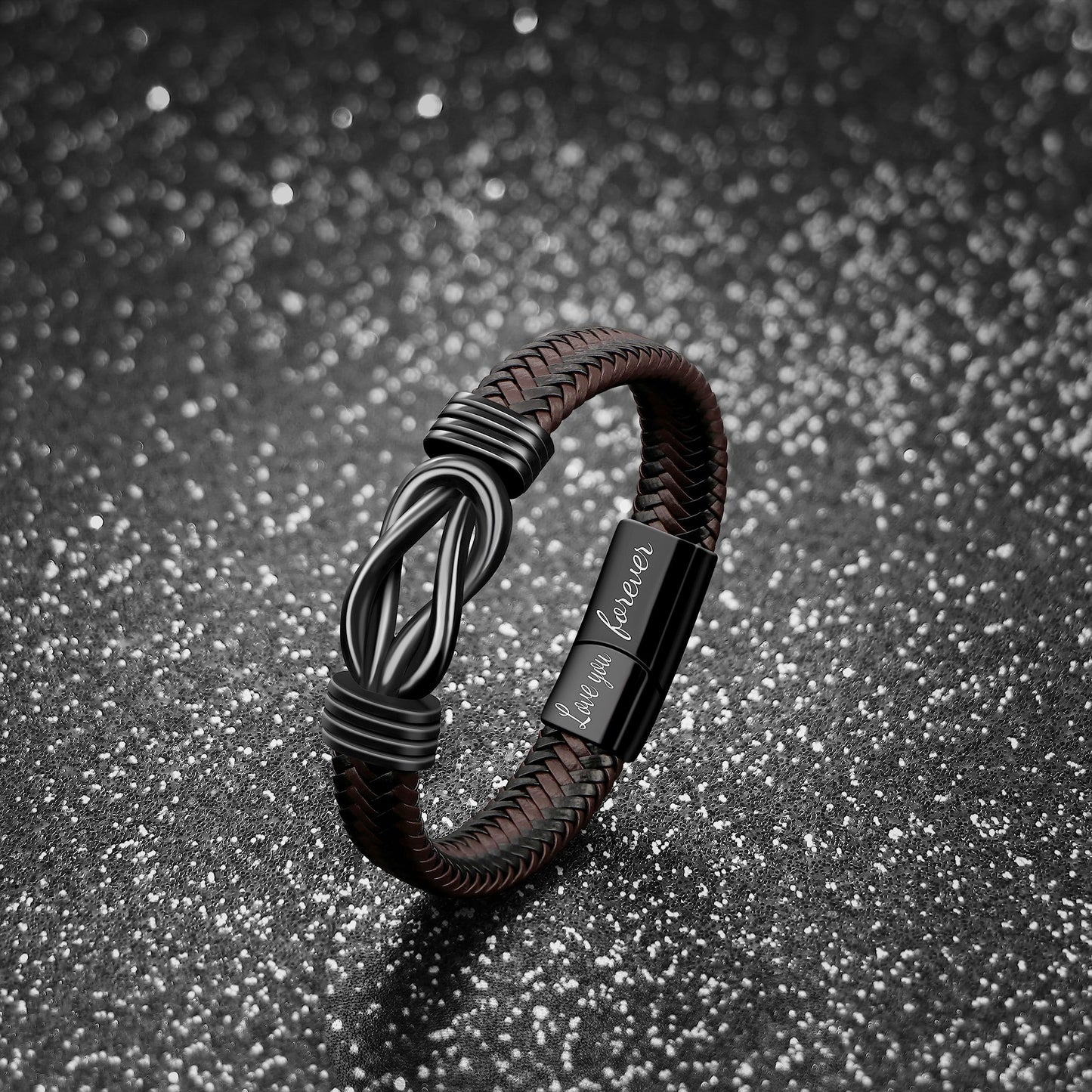 JoycuFF Anniversary Birthday Gifts for Husband Him from Wife Men Bracelets Romantic Gifts Infinity Braided Leather Bracelets Fathers Day Christmas Gifts for Husband