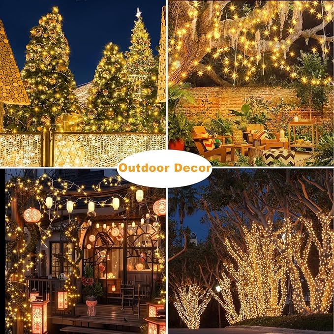 33Ft String Lights Battery Operated with Remote Control Timer, 100LED 4 Pack Waterproof 8 Modes Copper Wire Twinkle Fairy Lights for Bedroom Indoor Outdoor Wedding Dorm Christmas Decorations