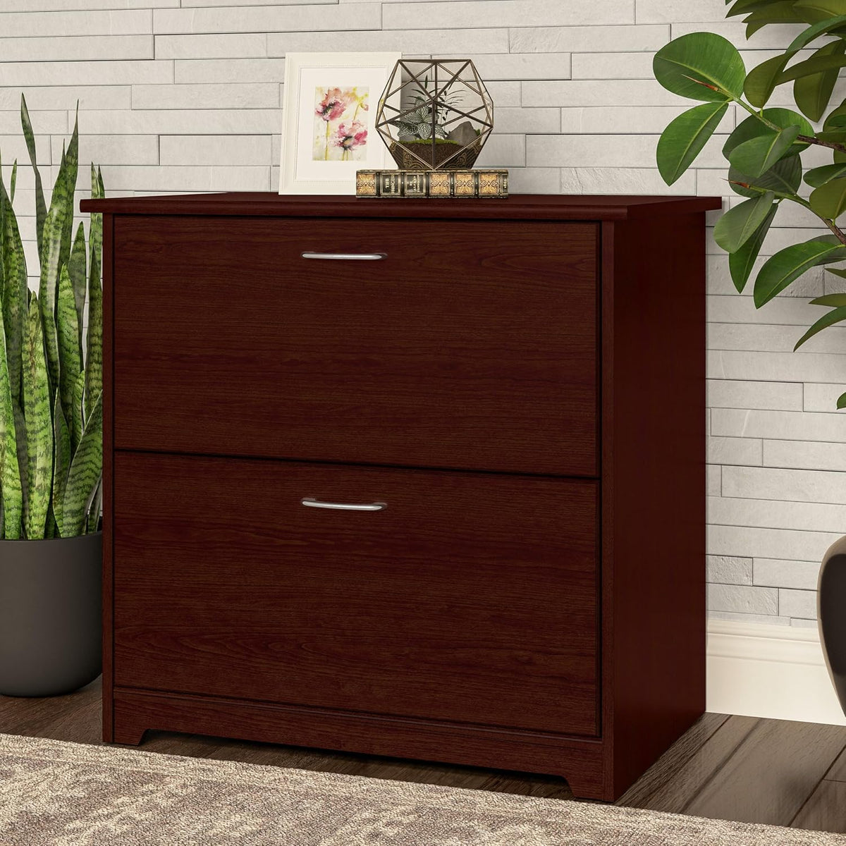 Bush Furniture Cabot 2 Drawer Lateral File Cabinet in Harvest Cherry, Home Office Chest for Letter, Legal, and A4-size Document Storage