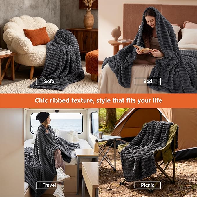 Bedsure GentleSoft Grey Twin Blanket for Bed - Super Soft Cozy Blankets for Women, Cute Large Blanket for Girls, 66x90 Inches