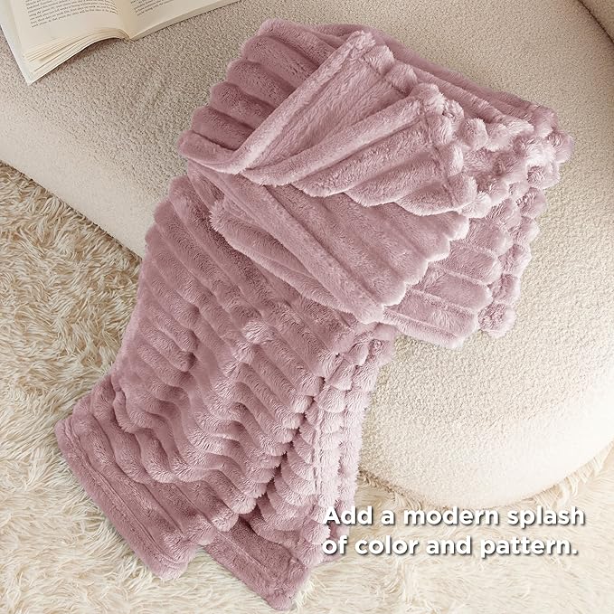 Bedsure GentleSoft Pink Fleece Blanket for Couch - Cozy Soft Blankets for Women, Cute Small Throws for Girls, Pink Decor Gifts for Home Room Office, 50x60 Inches