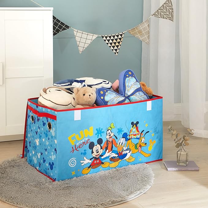 Idea Nuova Disney Mickey Mouse Collapsible Children’s Toy Storage Trunk, Durable with Soft Lid, 28.5"x 14.5"x16"