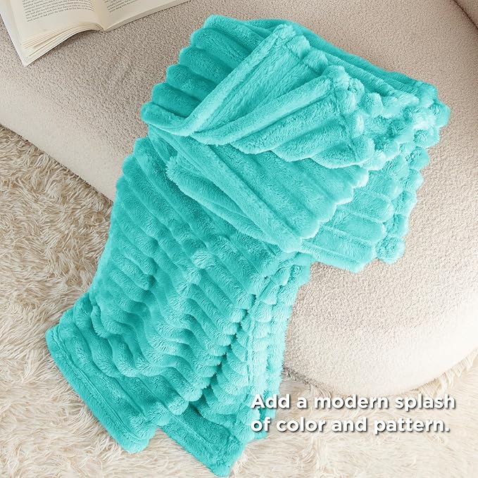 Bedsure GentleSoft Blue Throw Blanket for Couch - Cozy Soft Blankets for Women, Cute Small Fleece Throws for Girls, Birthday Gifts for Women Decor Gifts for Mom, Blue Fog, 50x70 Inches