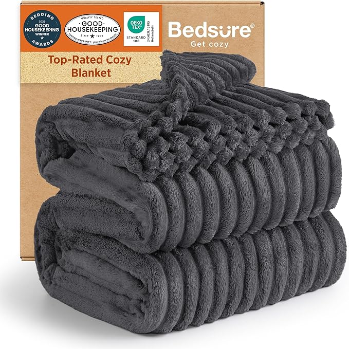 Bedsure GentleSoft Grey Full Blanket for Bed - Cozy Soft Blankets for Women, Cute Large Throws for Girls, 84x90 Inches