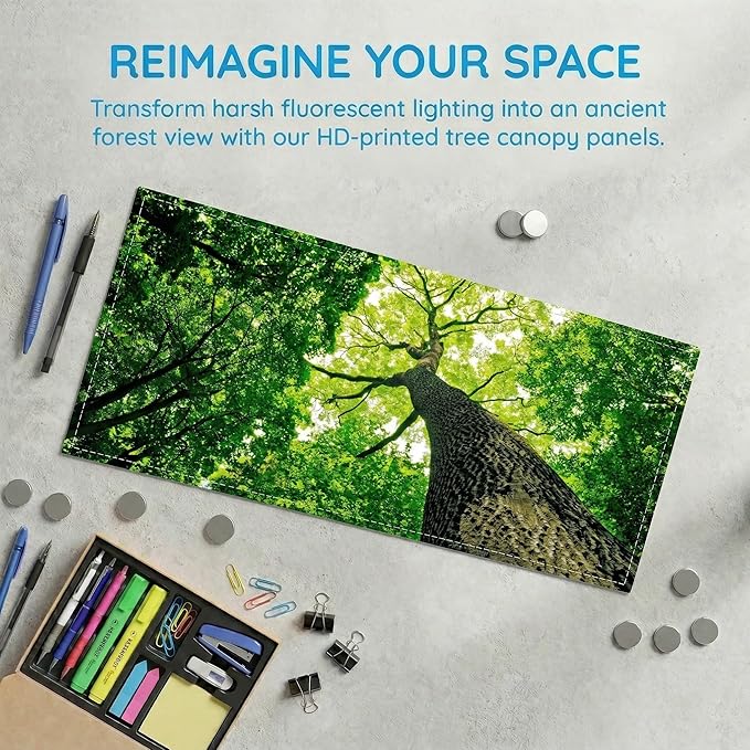 4 Pack Fluorescent Light Covers for Ceiling Lights -Magnetic Cloud Cover for Fluorescent Or LED Fixture 2ft x 4ft Classroom,Home,Office Decoration Filters Overhead Lighting-Towering trees