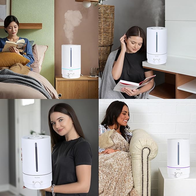BlueHills Premium Set of Two Large 5000 ML XL and 2000 ML Essential Oil Diffusers Humidifier Combo for Large Room Home with Décor LED Lights Great Gift – White