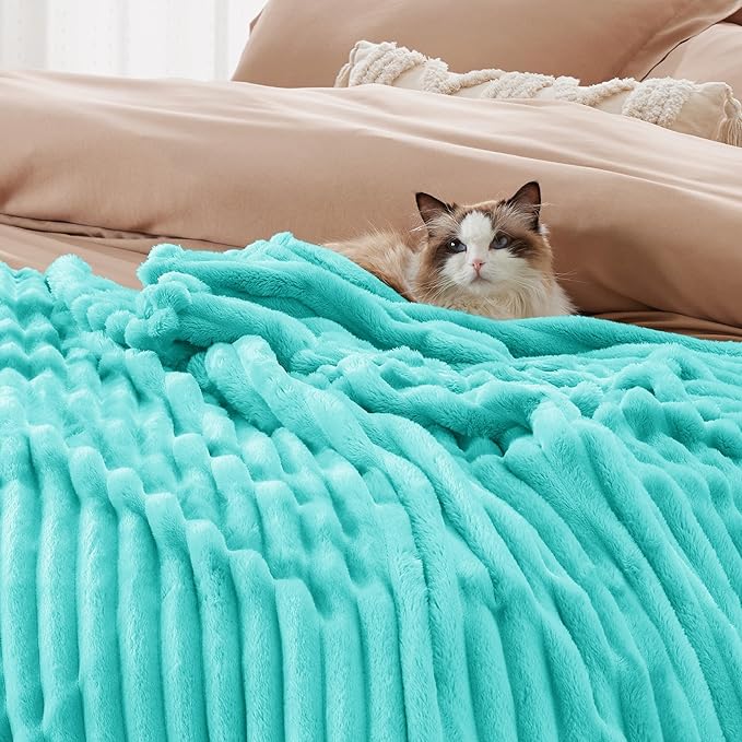 Bedsure GentleSoft Blue Full Blanket for Couch - Cozy Soft Blankets for Women, Cute Small Fleece Throws for Girls, Birthday Gifts for Women Decor Gifts for Mom, Blue Fog, 84x90 Inches