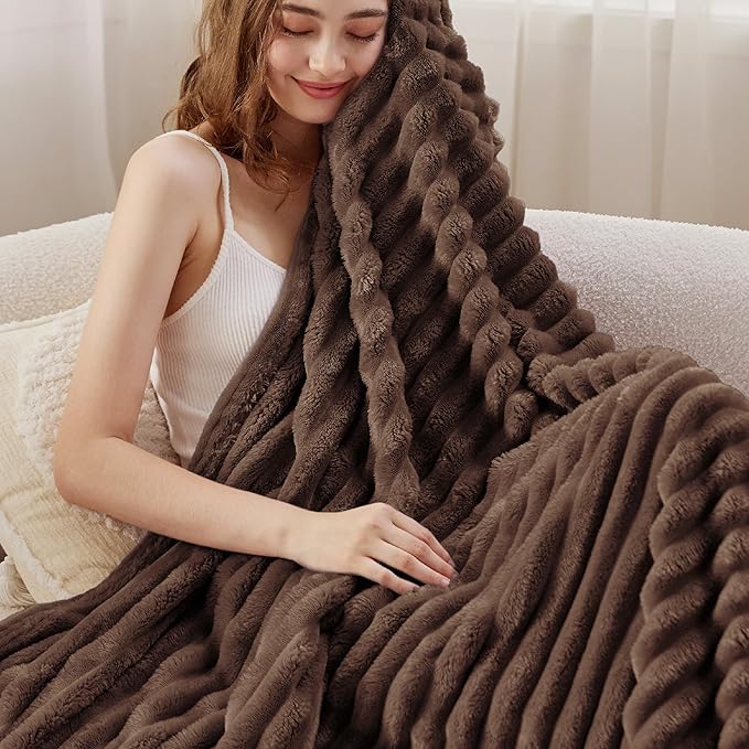 Bedsure GentleSoft Fondue Fudge Fleece Blanket for Couch - Cozy Soft Blankets for Women, Cute Small Throws for Girls, 50x70 Inches