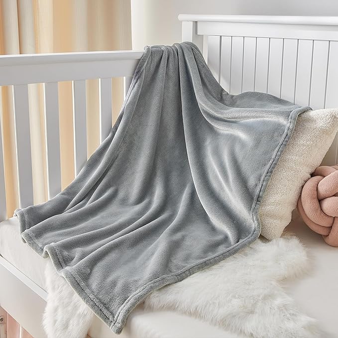 BEDELITE Baby Blankets for Boys and Girls 30" x 40", Soft Cozy Fuzzy Fleece Blanket for Kids Infant Newborn, Warm and Breathable Toddler Blanket for Crib Stroller Bed Travel, Grey