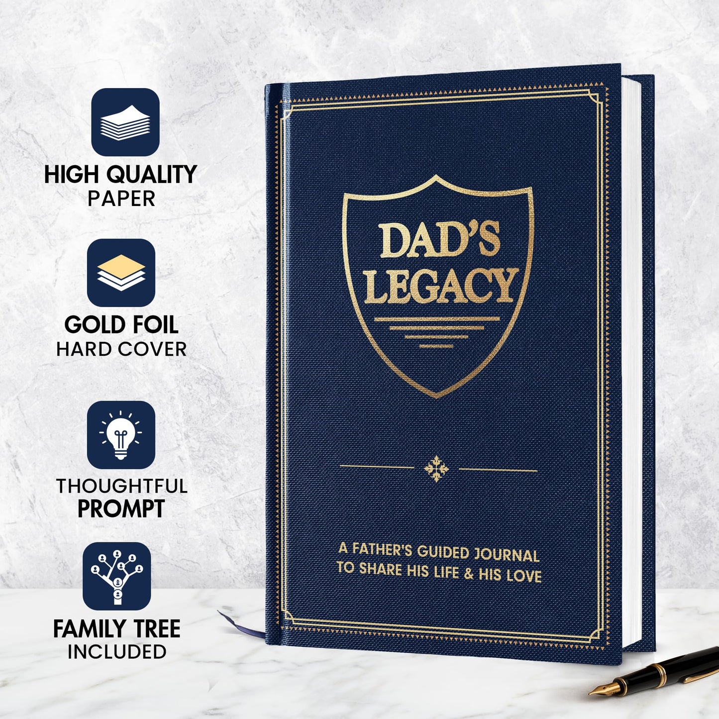 Dad’s Story Journal (Hardcover) – A Guided Legacy Journal for Dad to Share His Life Story and Memories | Sentimental Gifts for Dad’s Birthday, Retirement| Thoughtful Prompts & Family Tree Included
