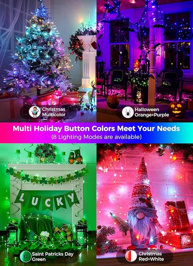 Brightown Plug in Fairy Lights Color Changing - 22 Colors 33FT 100 LED Fairy Lights with Remote,Halloween String Lights Indoor with 12 Lighting Modes, Multicolor Christmas Light for Bedroom Classroom