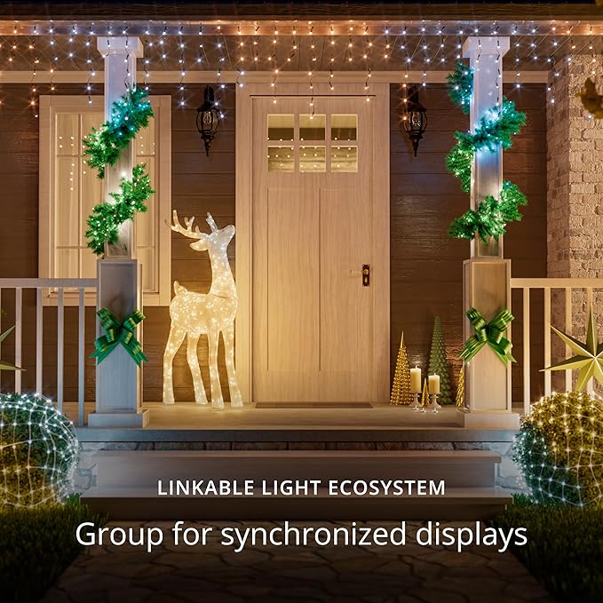 Twinkly Strings 250 White LED, LED Light String for Outdoor and Indoor, White Christmas Lights from Warm to Cool, Mappable LEDs, Compatible with Alexa, Google Home, IP44, App Control, Black Wire, 65ft