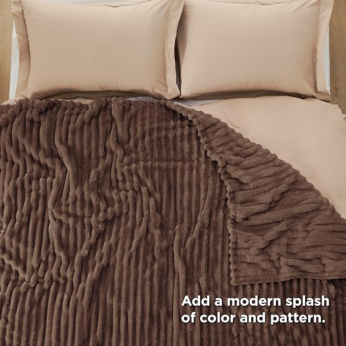 Bedsure GentleSoft Fondue Fudge Fleece Blanket for Couch - Cozy Soft Blankets for Women, Cute Small Throws for Girls, 108x90 Inches