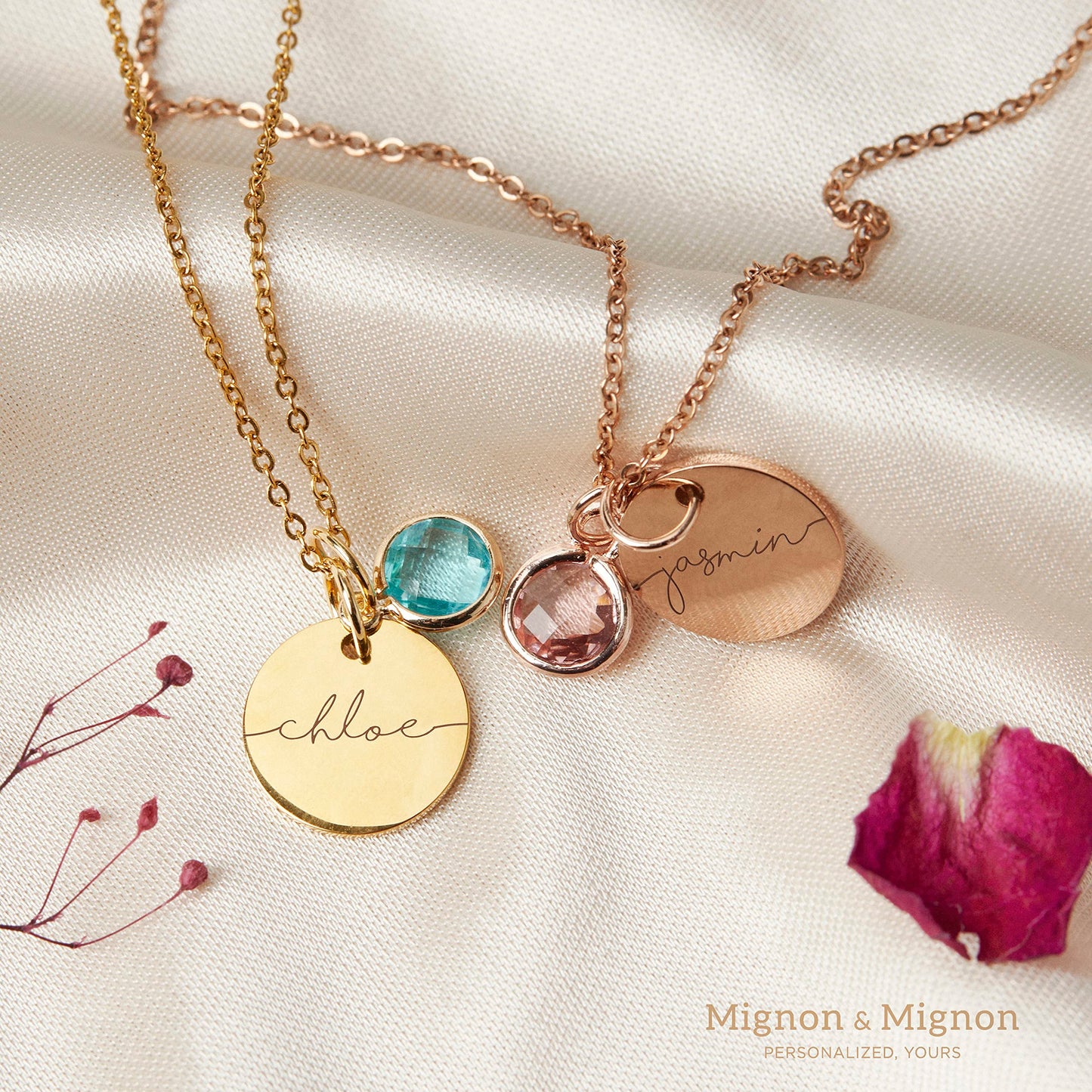 Birthstone Name Necklace Personalized Jewelry for Women Neckace Gifts for Mom Gold Plated Pendant Charm, Custom Jewelry Grandma Gift Birthday Personalized Gifts for New Moms -CN-BS-SH