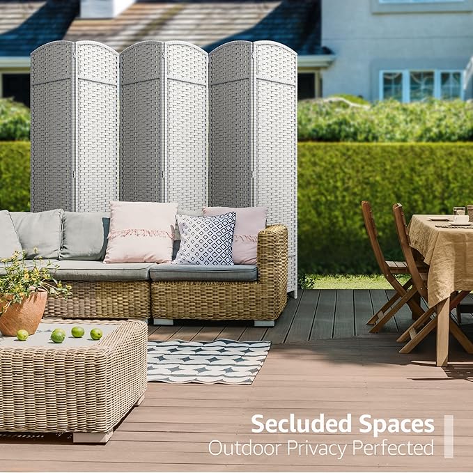 Sorbus 6 Panel Room Divider 6 ft. Tall - Privacy Screen, Extra Wide Double Hinged Panels, Mesh Hand-Woven Design, Partition Room Dividers and Folding Privacy Screens, Wall Divider for Room Separation