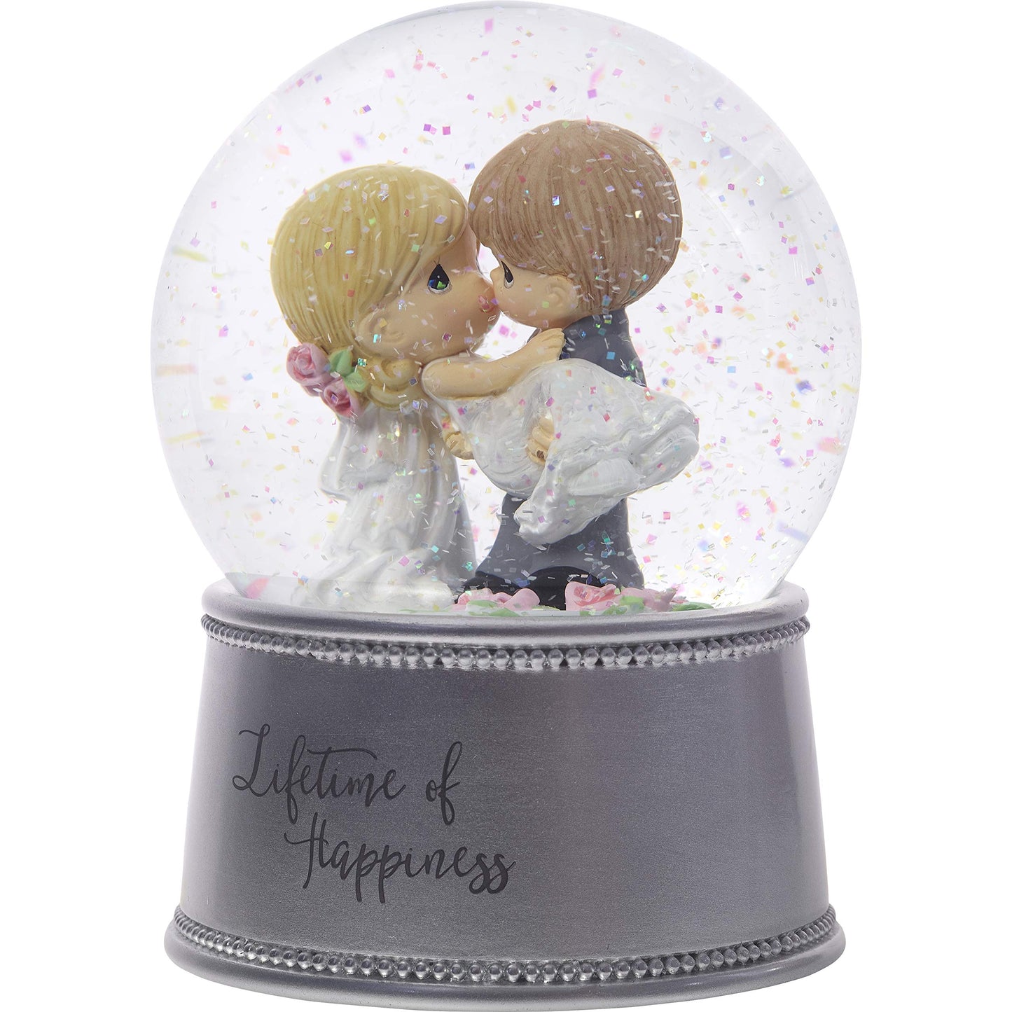 Precious Moments Lifetime of Happiness Bride & Groom Musical Resin/Glass Snow Globe 182101