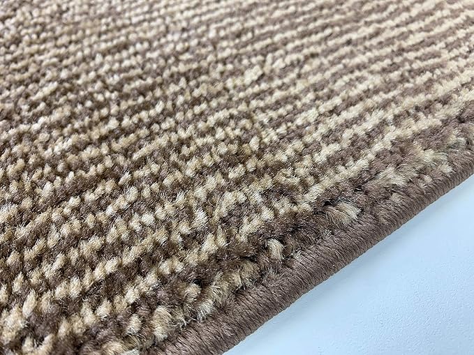 Custom Length Cut to Size Wide Width Carpet Runner Rug for Hallways, Slip Resistant Latex Rubber Backed, 31 inch Wide X Customized Length, Stripe Brown, 31 inch X 10 feet