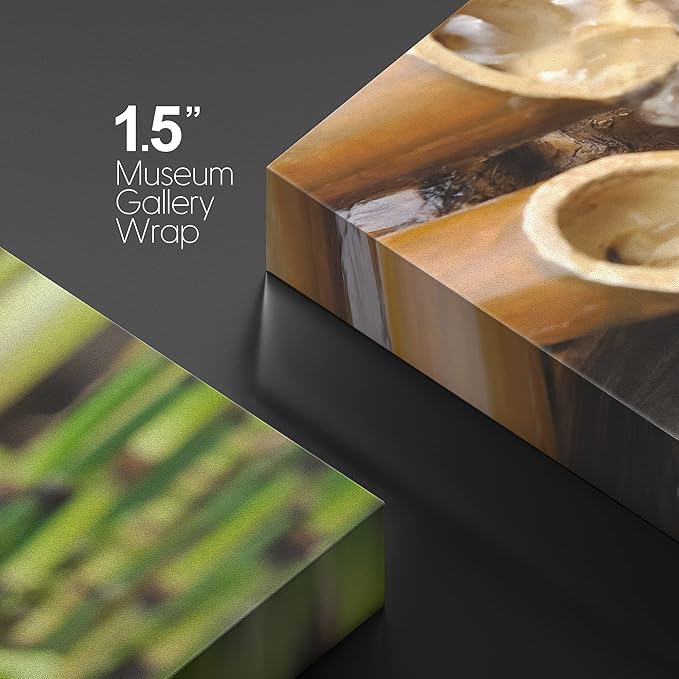 wall26 Canvas Print Wall Art Bamboo Waterfall in The Zen Forest Floral Nature Photography Realism Bohemian Scenic Relax/Calm Cool for Living Room, Bedroom, Office - 12"x18"