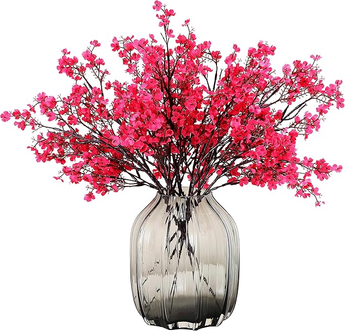 JAKY-Global 9pcs Babys Breath Artificial Flowers Gypsophila Bouquet Bulk Fake Spring Silk Small Flowers Real Touch Faux Floral for Home Bedroom Kitchen Garden Wedding Christmas Party DIY Decor (Rose)