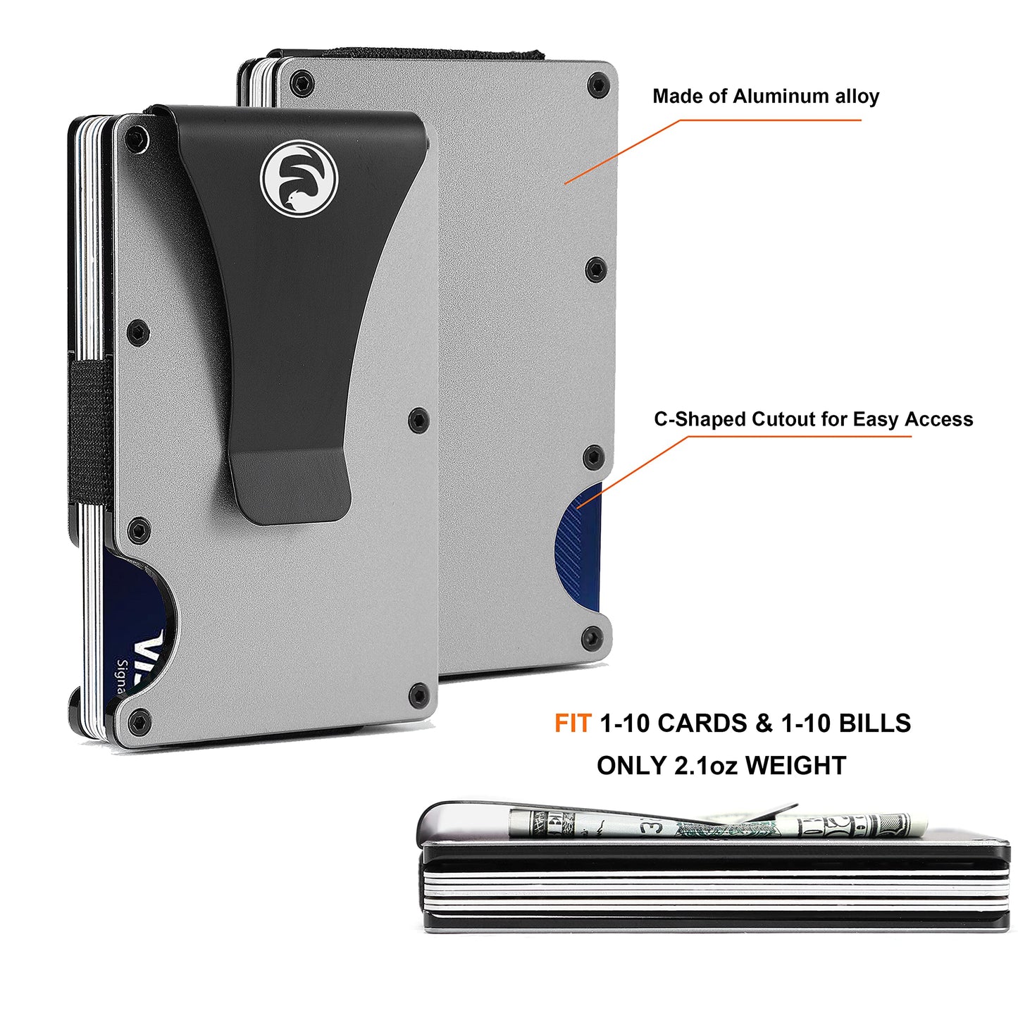 To My Husband Gift,Personalized Engraved Metal Wallet from Wife,Men Minimalist Love Message Custom Slim Aluminum Card Holder with Money Clip, For husband from wife, Minimalist