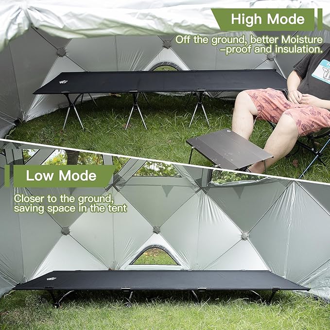 Night Cat Camping Cot Bed - Portable Folding Sleeping Cots for Adults 1-Person Outdoor Elevated Off-Ground Beds Easy Set-up Army Sleeping Bed 87"x28"