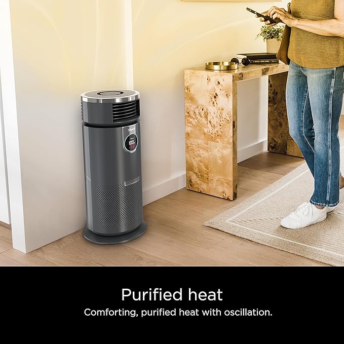 Shark 3 in 1 Air Purifiers for Home, Bedroom, or Office with HEPA Filter, Small Space Heater and Fan Combo, Filters Smoke, Covers up to 500 Sq Ft, Clean Sense Technology, Heat, Cool and Purify, HC452