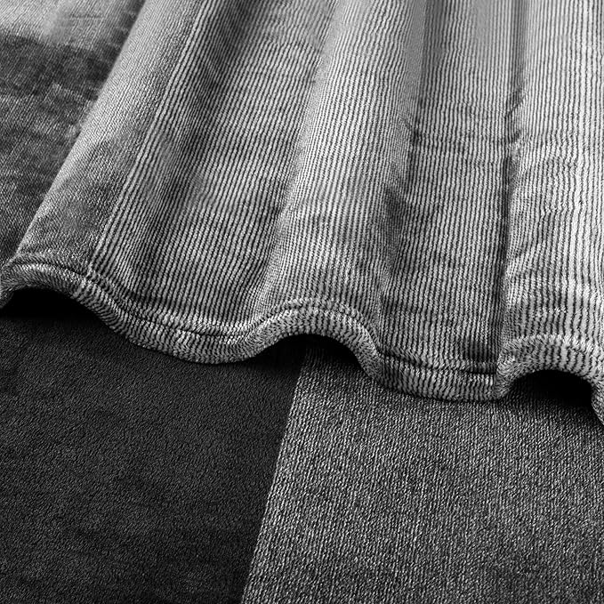 Pavilia Black Ombre Fleece Blanket for Twin Size Bed, Soft Plush Lightweight Cozy Microfiber Gift Decorative Blanket, 60x80