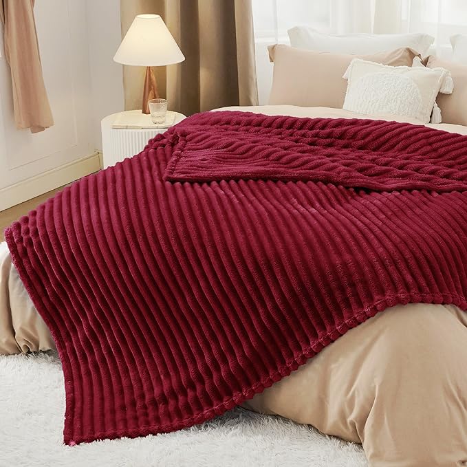 Bedsure GentleSoft Deep Red Fleece Blanket for Couch - Cozy Soft Blankets for Women, Cute Small Throws for Girls, 108x90 Inches
