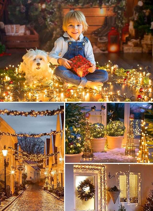 Minetom Solar String Lights Outdoor Waterproof, Extra Long 72FT 200 LED Solar Powered String Lights with 8 Lighting Modes, Solar Light for Outdoor Outside Tree Balcony Gazebo, Warm White