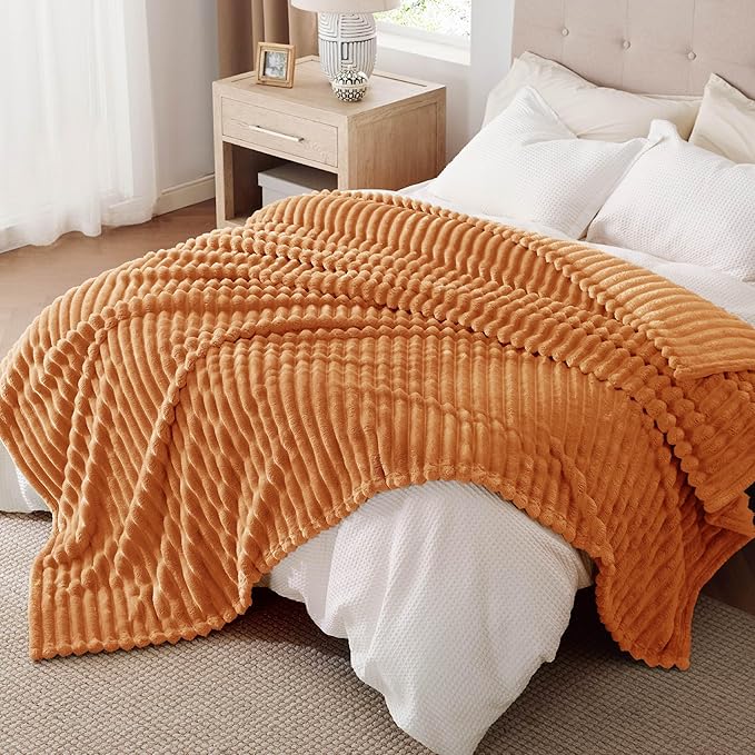 Bedsure GentleSoft Burnt Orange Full Blanket for Couch - Cozy Soft Fall Blankets for Women, Cute Small Fleece Throws for Girls, Birthday Gifts for Women, 84x90 Inches