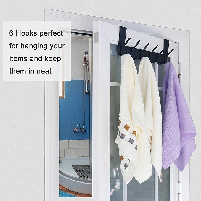 WEBI Over The Door Hooks for Hanging,Over The Door Towel Rack,Over Door Coat Hanger Over Door Coat Rack for Hanging Towels,Hats,Clothes,Behind Back of Bathroom,Bronze