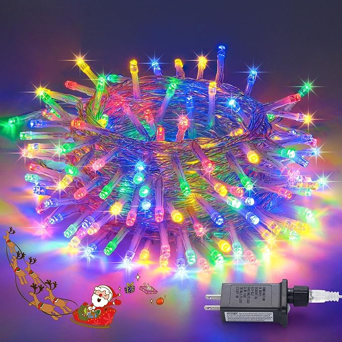 JMEXSUSS Multicolor Christmas Tree Lights Outdoor Indoor Clear Wire, 200 LED Christmas Lights 66ft Colorful String Lights Plug in for Bedroom Tree Room Party Xmas Decorations