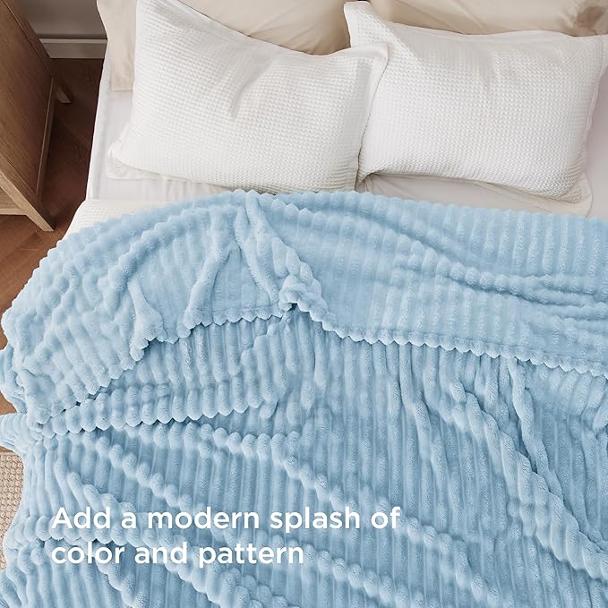 Bedsure GentleSoft Blue Full Blanket for Couch - Cozy Soft Blankets for Women, Cute Small Fleece Throws for Girls, Birthday Gifts for Women Decor Gifts, Light Blue, 84x90 Inches