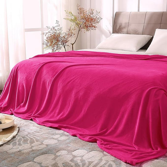 BEDELITE Fleece Blankets Queen Size Hot Pink Throw Blankets for Bed, Luxury Plush Cozy Fuzzy Blanket 90x90 inches, Super Soft Warm Lightweight Throw Blanket All Seasons Suitable