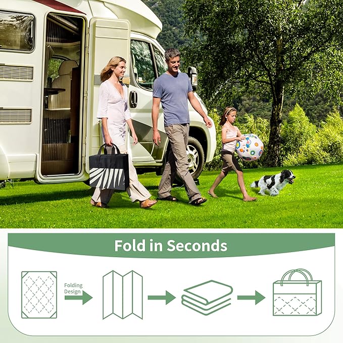 GENIMO Outdoor Rug 6' x 9' Waterproof for Patios Clearance, Reversible Plastic Straw Camping Carpet, Large Area Rugs Mats for RV, Picnic, Backyard, Deck, Balcony, Porch, Beach, Yellow&Grey