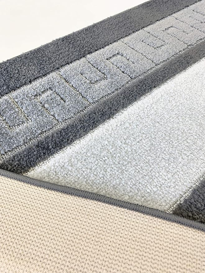 Custom Length Cut to Size Ancient Latin Hellenic Motif Carpet Runner Rug for Hallways, Non Slip Rubber Backed, 31 inch Wide X Customized Length, Greek Key Grey, 31 inch X 28 feet