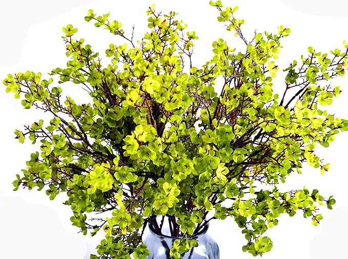 JAKY-Global Babys Breath Fabric Cloth Artificial Flowers 6 Bundle European Fake Silk Plants Decor Wedding Party Decoration Bouquets Real Touch DIY Home Garden (Grass Green)