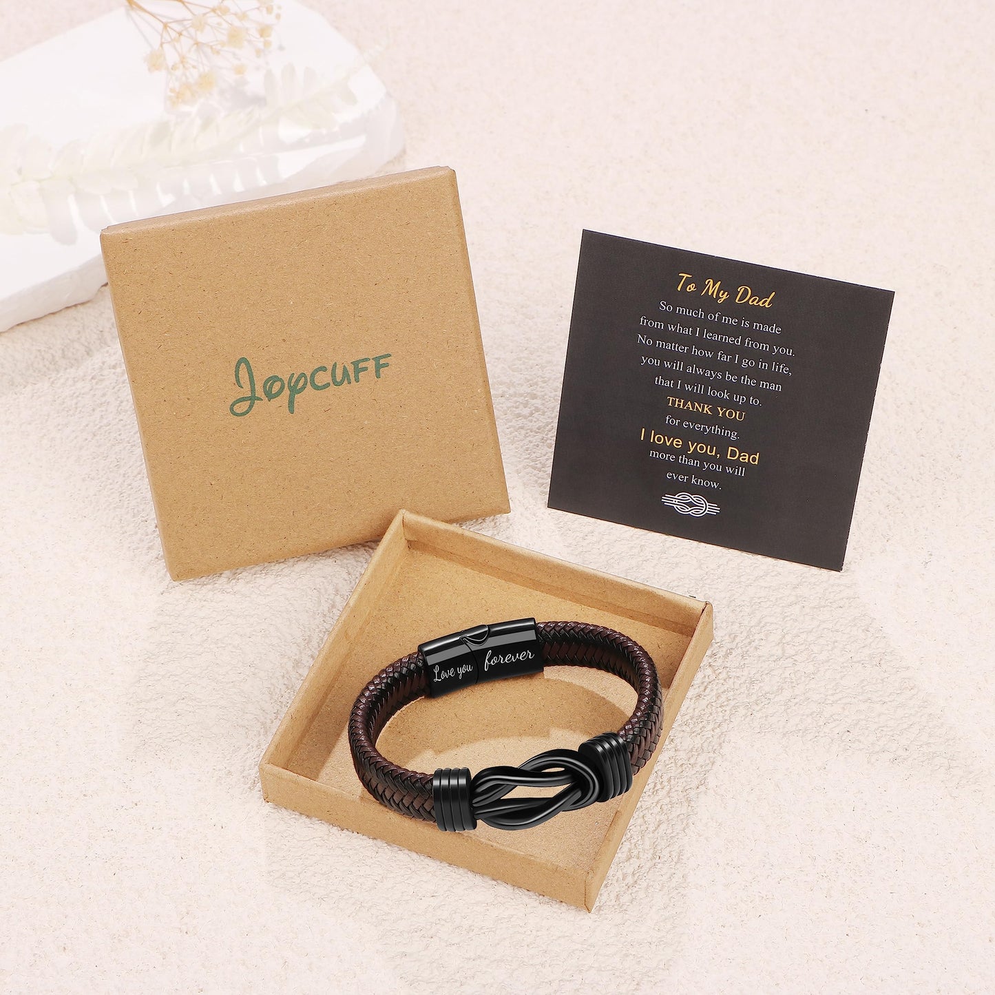 JoycuFF Anniversary Birthday Gifts for Husband Him from Wife Men Bracelets Romantic Gifts Infinity Braided Leather Bracelets Fathers Day Christmas Gifts for Husband