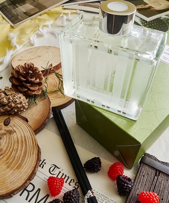 M&SENSE Pine Forest Reed Diffuser Set - 7.04oz Scented Diffusers for Home, Non-Toxic Essential Oil Decor with Sticks, Fragrance Gifts for Bedroom Bathroom Office