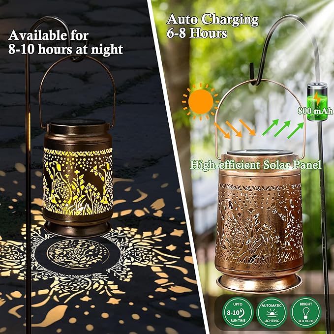 KY&BOSAM Solar Lanterns Outdoor Waterproof Pet Dog Memorial Garden Decor Hangings Metal Solar Lantern LED Lights 800Ah Battery Outside for Thoughtful Pet Loss Sympathy Remembrance Bereavement Gift