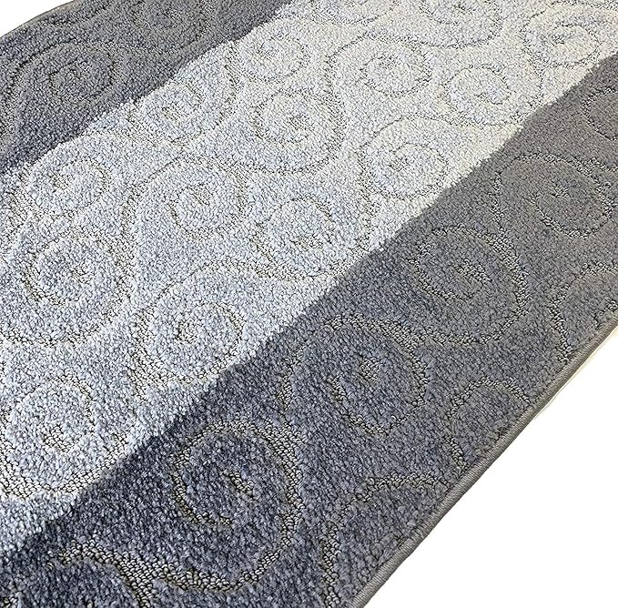 Custom Size Modern Runner Rug Carpet for Hallway Entryway Foyer Kitchen, Slip Resistant Latex Rubber Backed 31 inch Wide X Customized Length, Scroll Grey, 31 inch X 15 feet