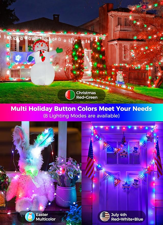 Brightown Plug in Fairy Lights Color Changing - 22 Colors 33FT 100 LED Fairy Lights with Remote,Halloween String Lights Indoor with 12 Lighting Modes, Multicolor Christmas Light for Bedroom Classroom
