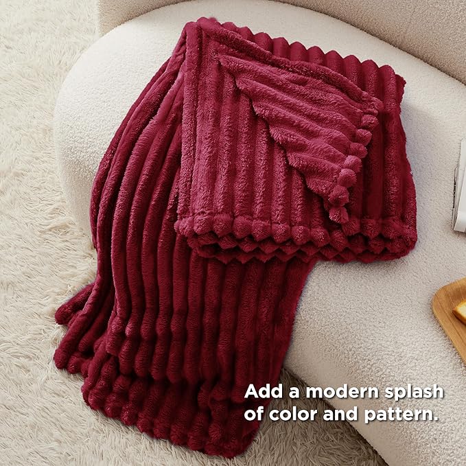Bedsure GentleSoft Deep Red Twin Blanket for Bed - Cozy Soft Blankets for Women, Cute Large Throws for Girls, 66x90 Inches
