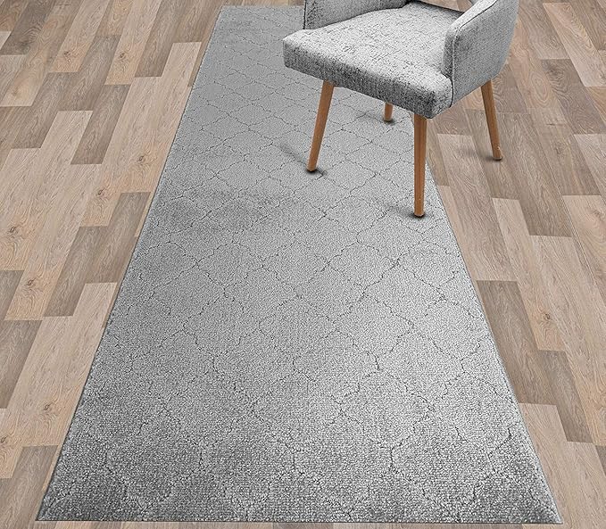 Custom Size Modern Runner Rug Carpet for Hallway Entryway Foyer Kitchen, Slip Resistant Latex Rubber Backed 31 inch Wide X Customized Length, Clouds Grey, 31 inch X 21 feet