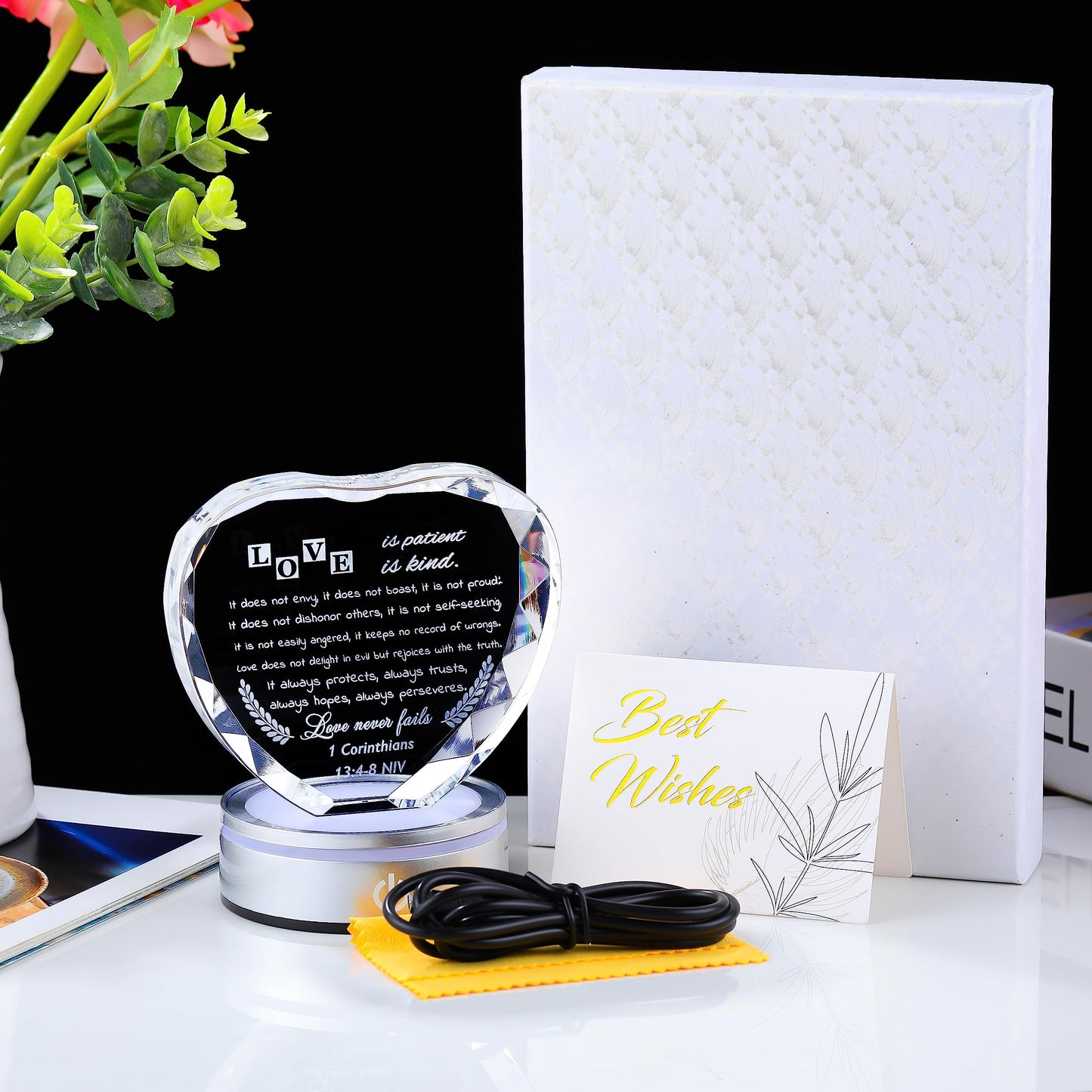 Qianwei Wedding Gifts for Couples Unique 2025 - Happy Anniversary Marriage Gift Crystal Keepsake - Engagement Gifts Bridal Shower Gifts for Bride and Groom Engagement Newlywed Mr and Mrs Gifts